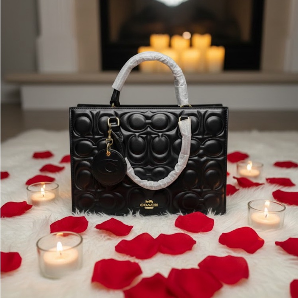 Source Unknown Black Embossed Satchel - image 1